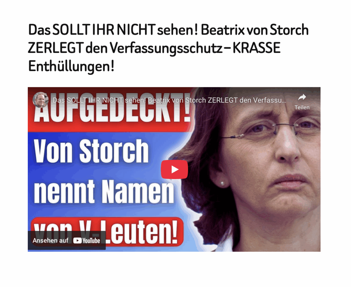 Das SOLLT IHR NICHT sehen! Beatrix von Storch ZERLEGT den Verfassungsschutz – KRASSE Enthüllungen!