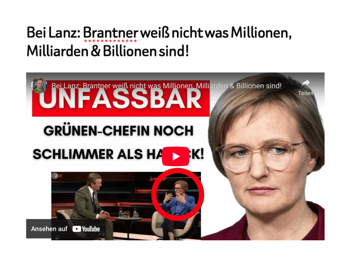 Bei Lanz: Brantner weiß nicht was Millionen, Milliarden & Billionen sind!