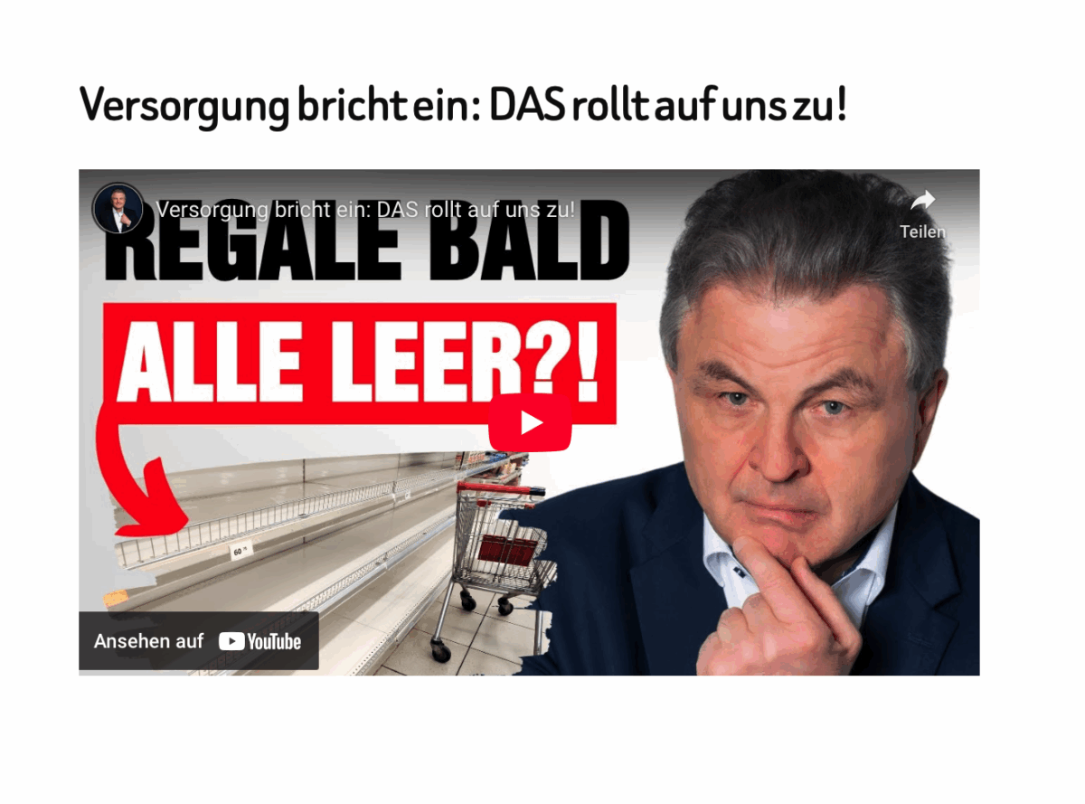 Versorgung bricht ein: DAS rollt auf uns zu!