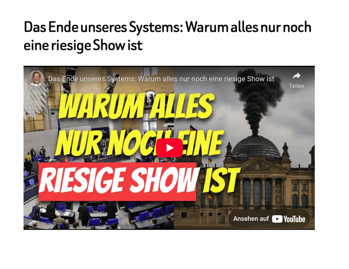 Das Ende unseres Systems: Warum alles nur noch eine riesige Show ist