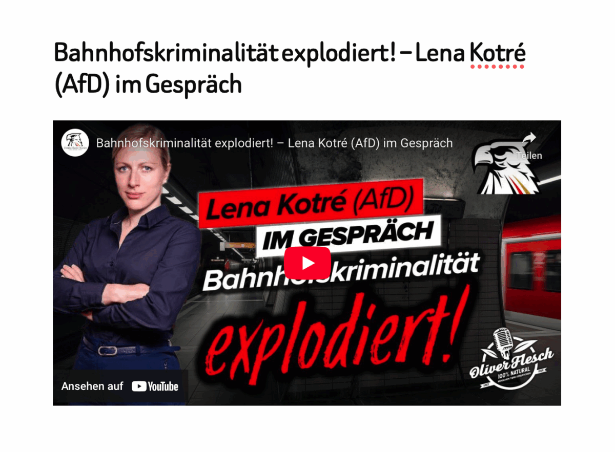 Bahnhofskriminalität explodiert! – Lena Kotré (AfD) im Gespräch