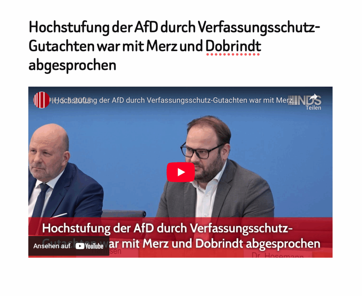 Hochstufung der AfD durch Verfassungsschutz-Gutachten war mit Merz und Dobrindt abgesprochen 