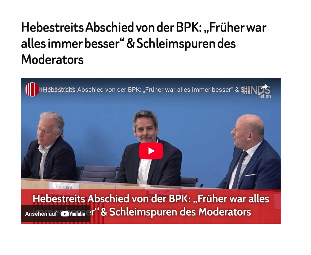 Hebestreits Abschied von der BPK: „Früher war alles immer besser“ & Schleimspuren des Moderators