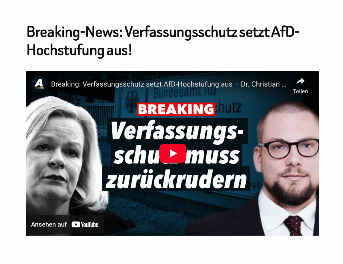 Breaking-News: Verfassungsschutz setzt AfD-Hochstufung aus!