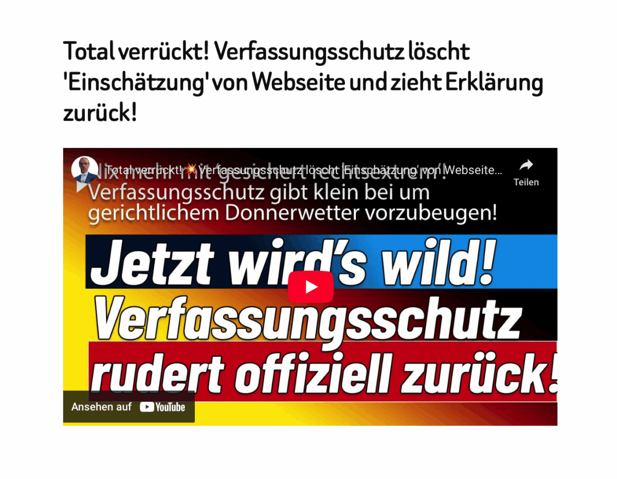 Total verrückt! Verfassungsschutz löscht ‚Einschätzung‘ von Webseite und zieht Erklärung zurück!