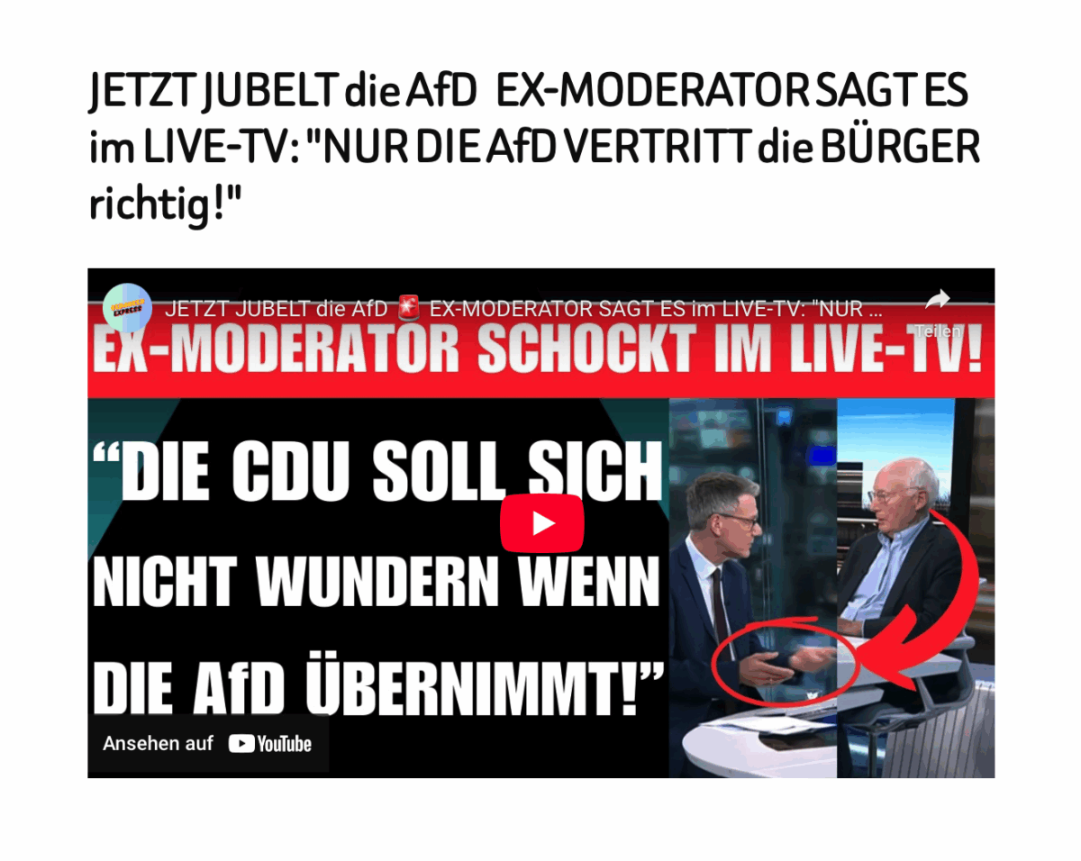 JETZT JUBELT die AfD   EX-MODERATOR SAGT ES im LIVE-TV: „NUR DIE AfD VERTRITT die BÜRGER richtig!“