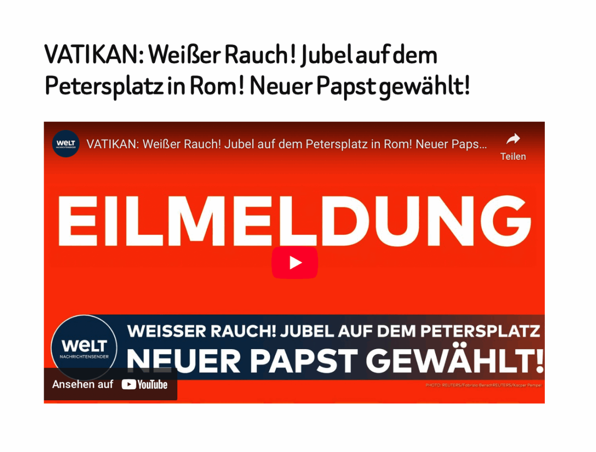 VATIKAN: Weißer Rauch! Jubel auf dem Petersplatz in Rom! Neuer Papst gewählt!