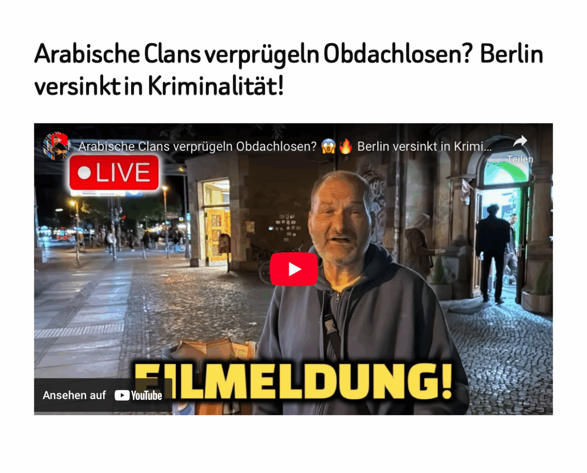 Arabische Clans verprügeln Obdachlosen?  Berlin versinkt in Kriminalität!