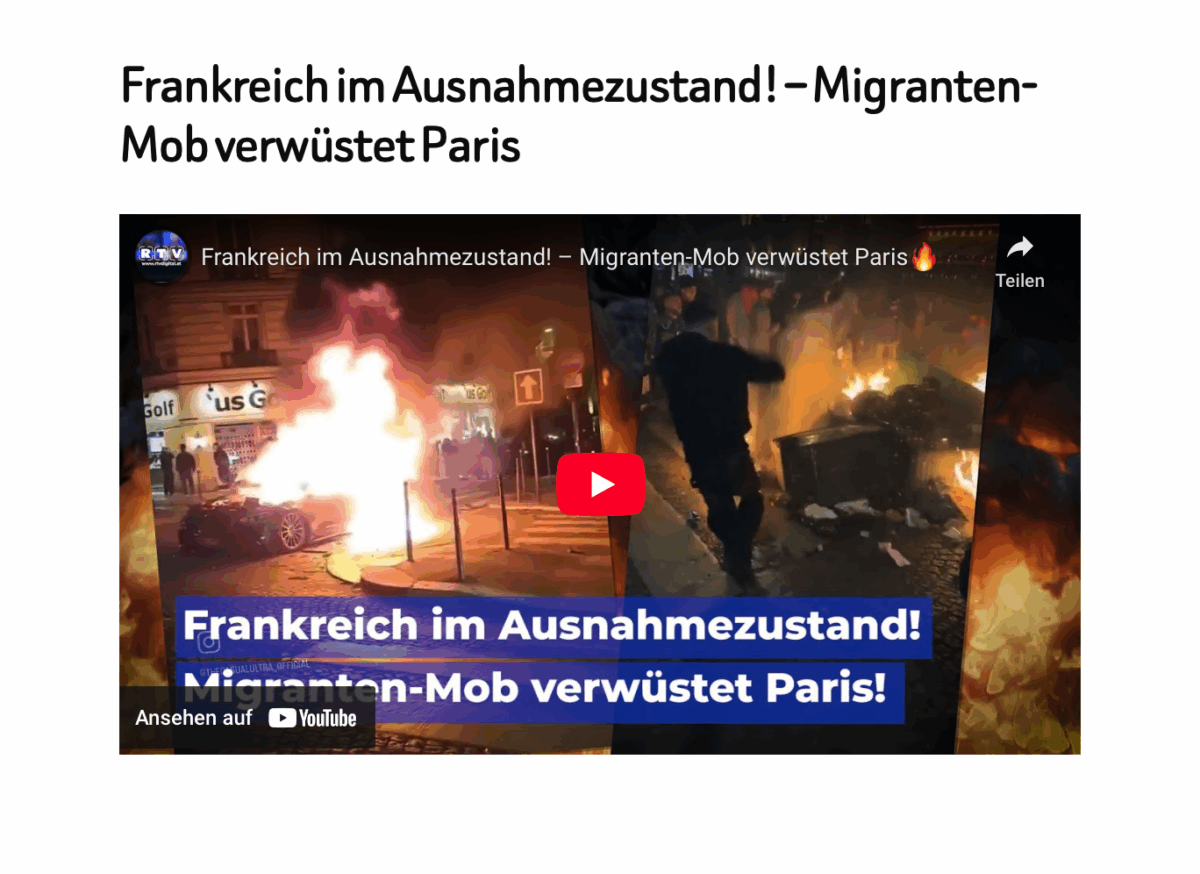 Frankreich im Ausnahmezustand! – Migranten-Mob verwüstet Paris