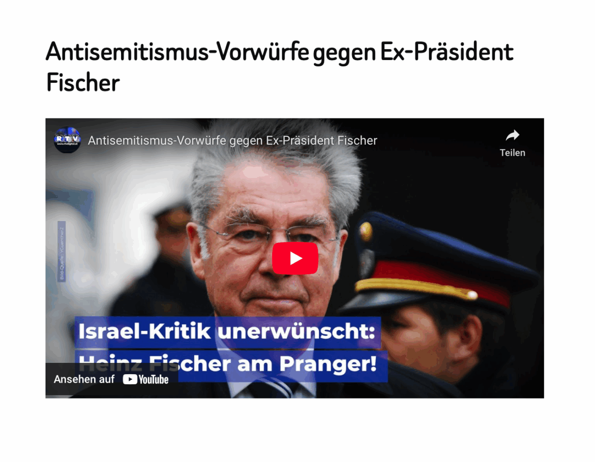 Antisemitismus-Vorwürfe gegen Ex-Präsident Fischer
