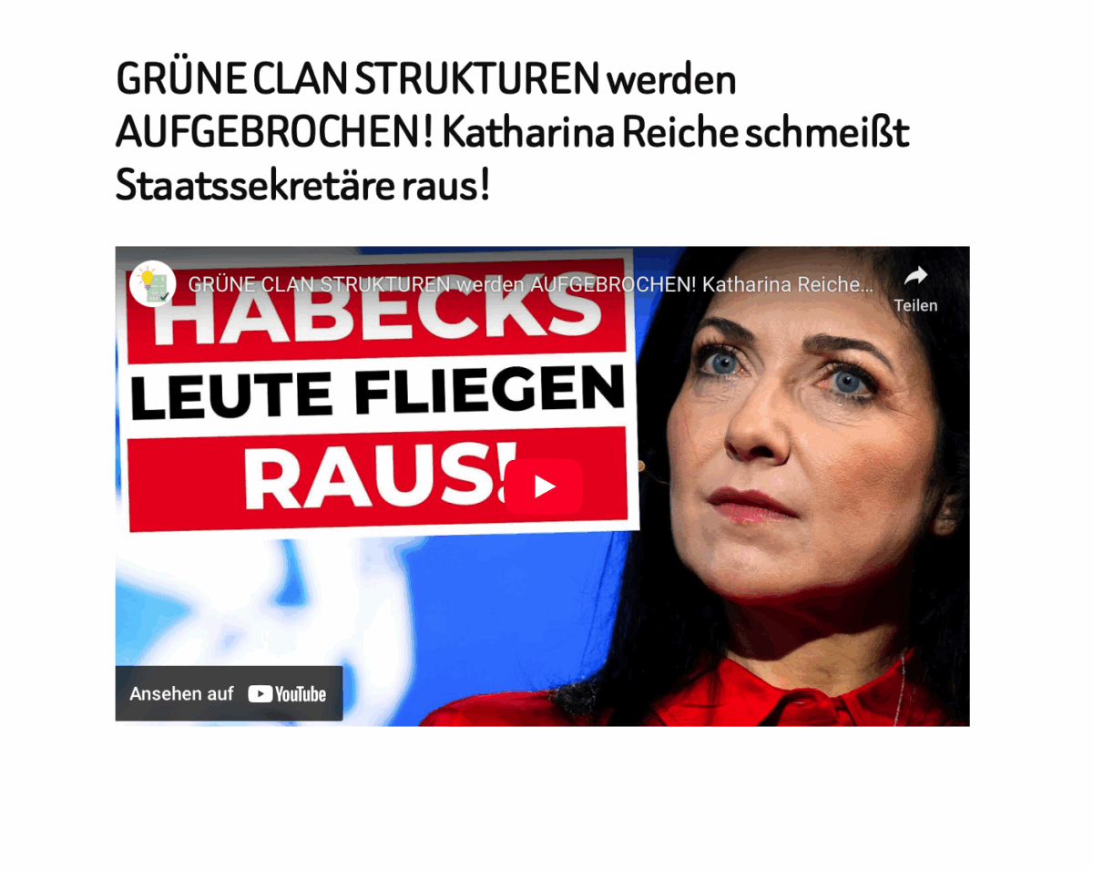 GRÜNE CLAN STRUKTUREN werden AUFGEBROCHEN! Katharina Reiche schmeißt Staatssekretäre raus!