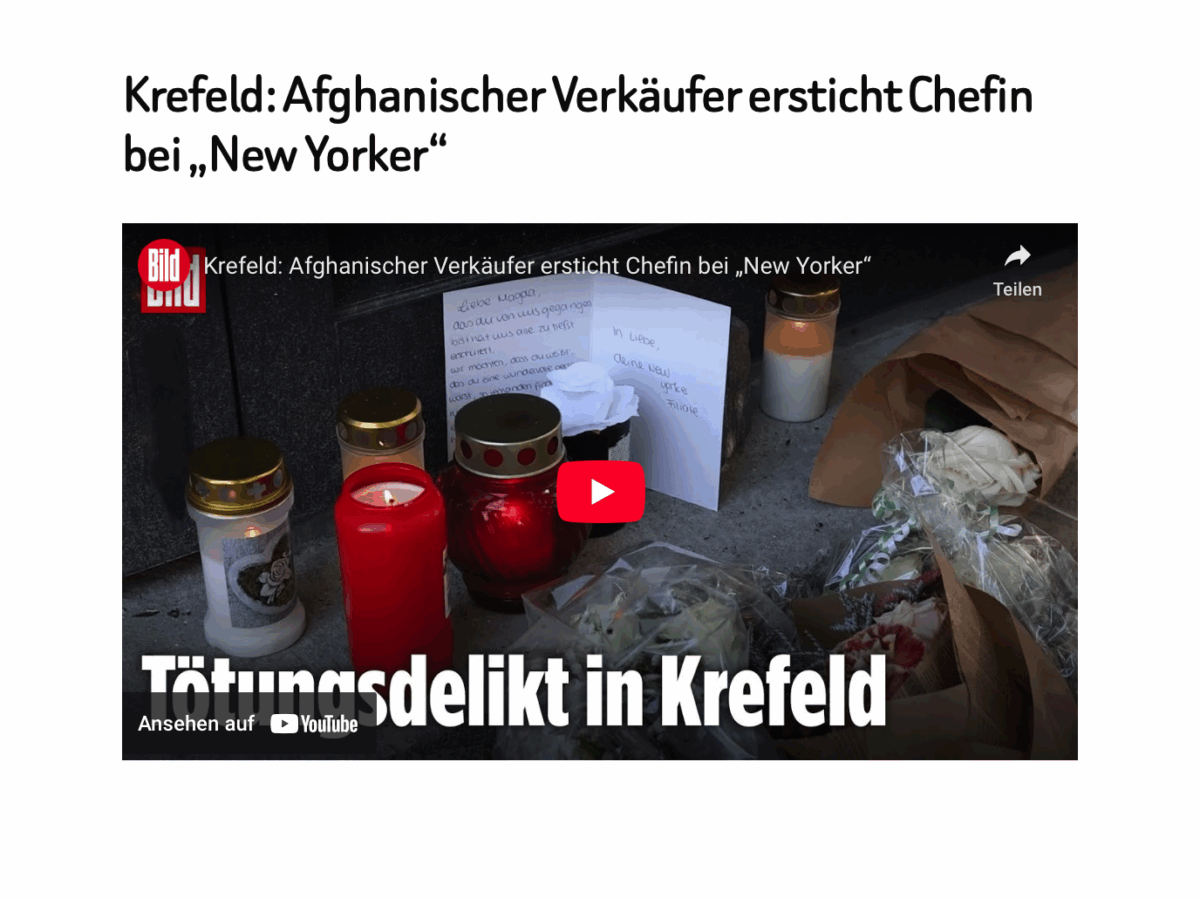 Krefeld: Afghanischer Verkäufer ersticht Chefin bei „New Yorker“