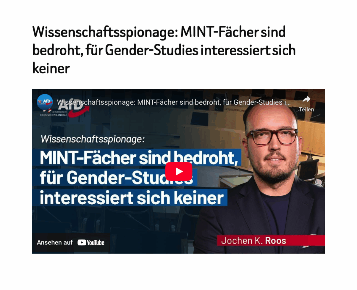 Wissenschaftsspionage: MINT-Fächer sind bedroht, für Gender-Studies interessiert sich keiner