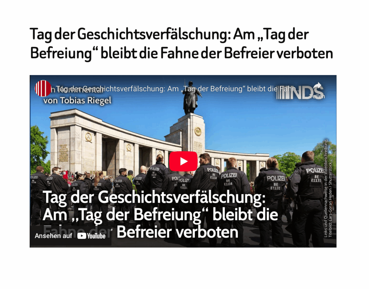 Tag der Geschichtsverfälschung: Am „Tag der Befreiung“ bleibt die Fahne der Befreier verboten 