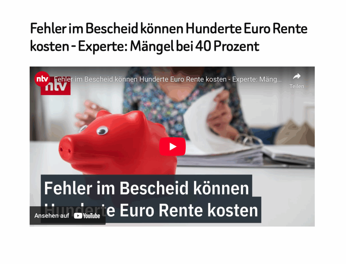 Fehler im Bescheid können Hunderte Euro Rente kosten – Experte: Mängel bei 40 Prozent