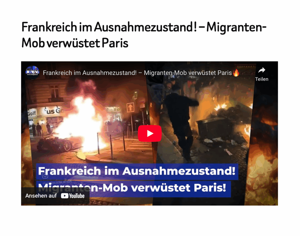 Frankreich im Ausnahmezustand! – Migranten-Mob verwüstet Paris