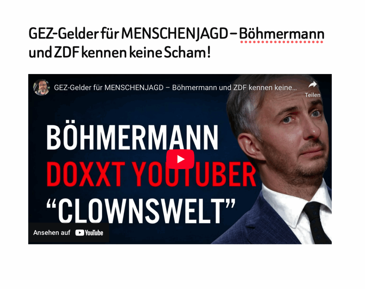 GEZ-Gelder für MENSCHENJAGD – Böhmermann und ZDF kennen keine Scham!