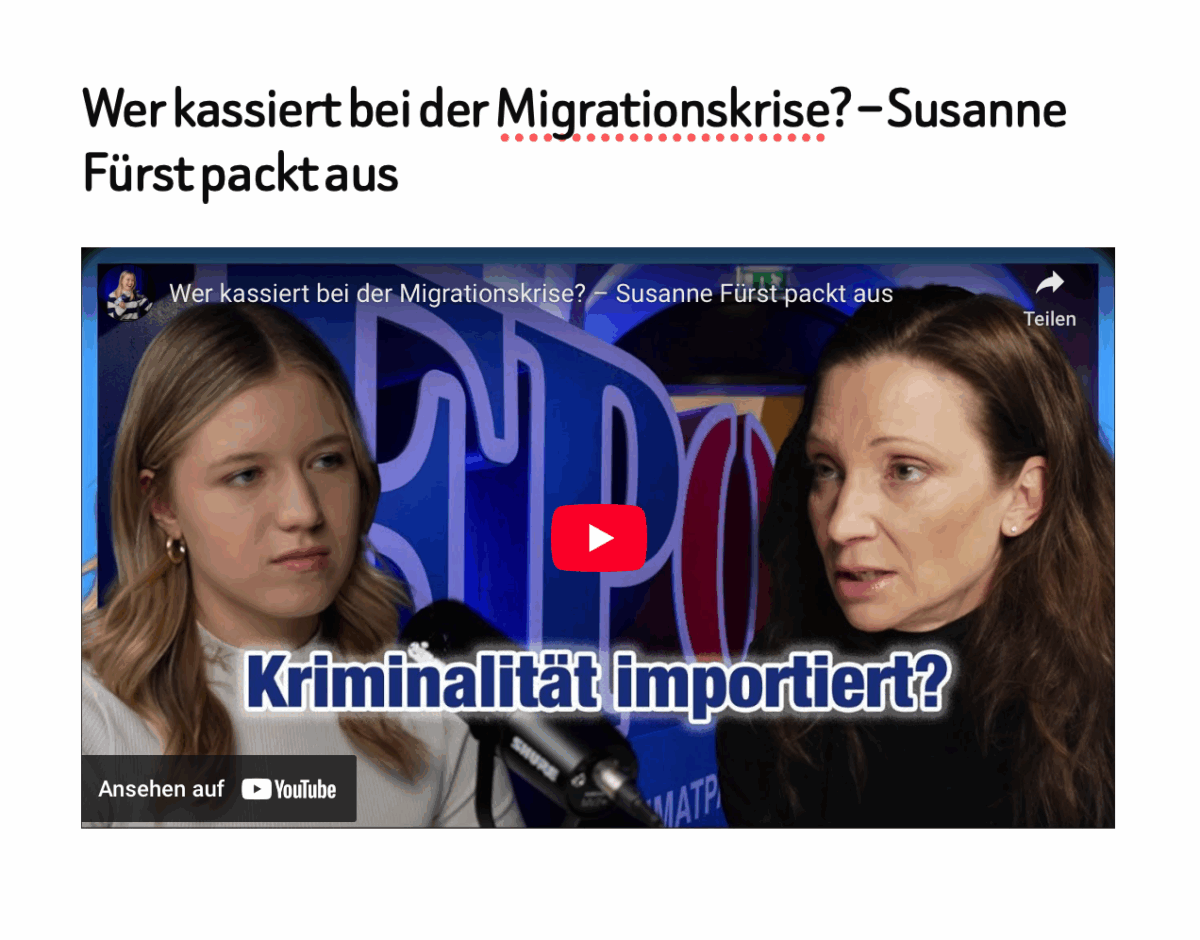 Wer kassiert bei der Migrationskrise? – Susanne Fürst packt aus
