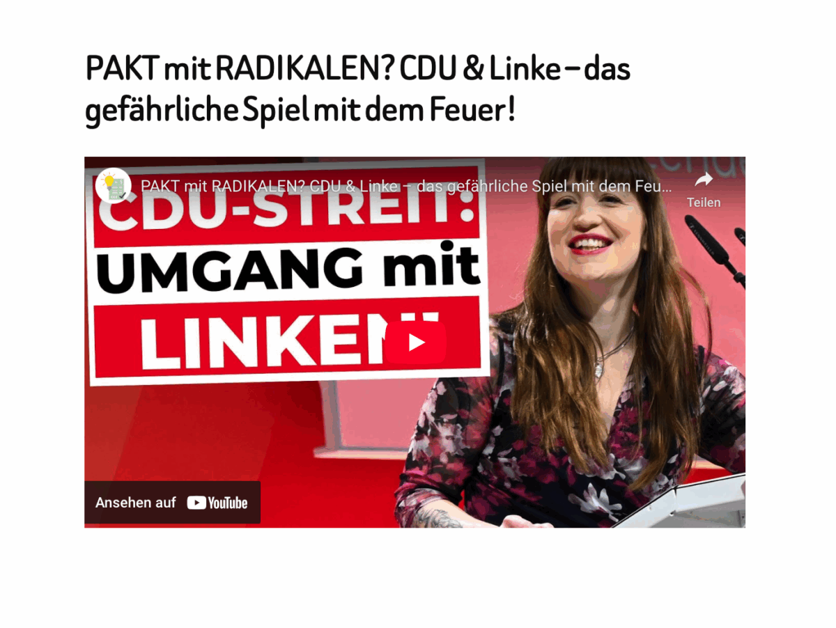 PAKT mit RADIKALEN? CDU & Linke – das gefährliche Spiel mit dem Feuer!