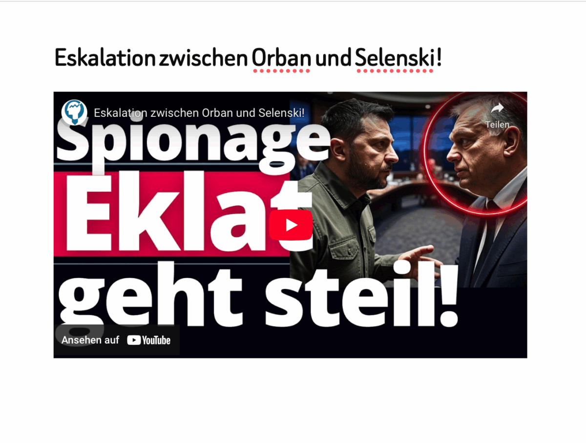 Eskalation zwischen Orban und Selenski!