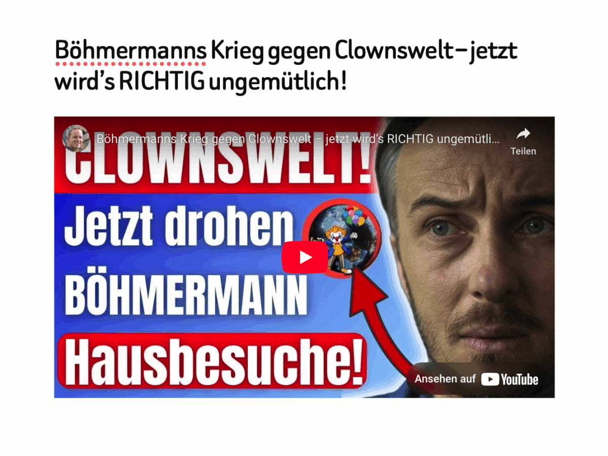 Böhmermanns Krieg gegen Clownswelt – jetzt wird’s RICHTIG ungemütlich!