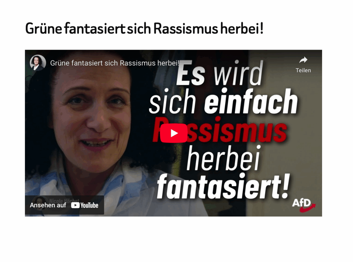 Grüne fantasiert sich Rassismus herbei!