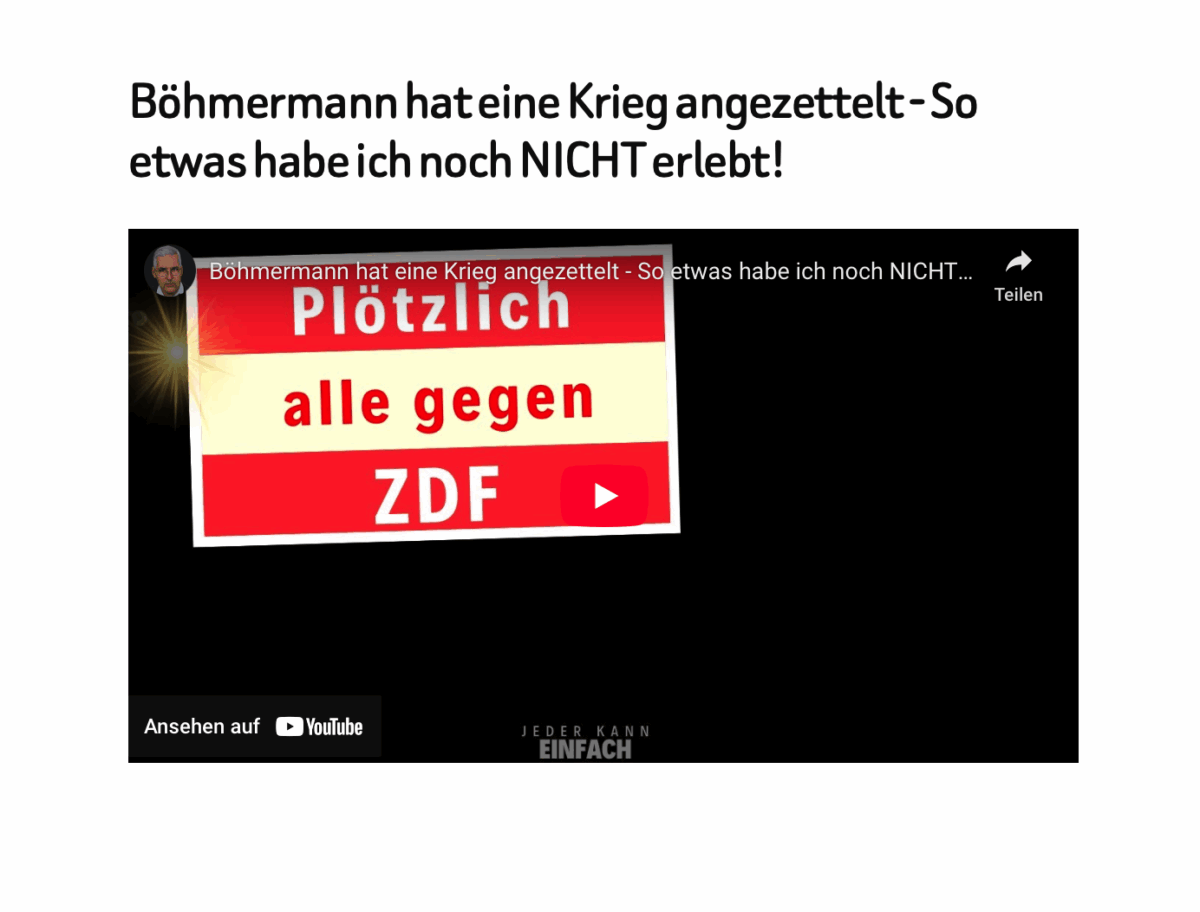Böhmermann hat eine Krieg angezettelt – So etwas habe ich noch NICHT erlebt!