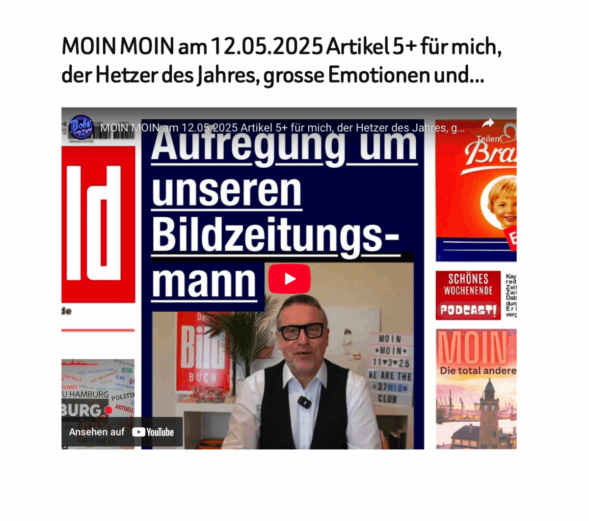 MOIN MOIN am 12.05.2025 Artikel 5+ für mich, der Hetzer des Jahres, grosse Emotionen und…