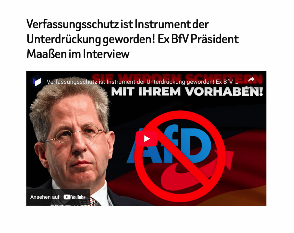 Verfassungsschutz ist Instrument der Unterdrückung geworden! Ex BfV Präsident Maaßen im Interview