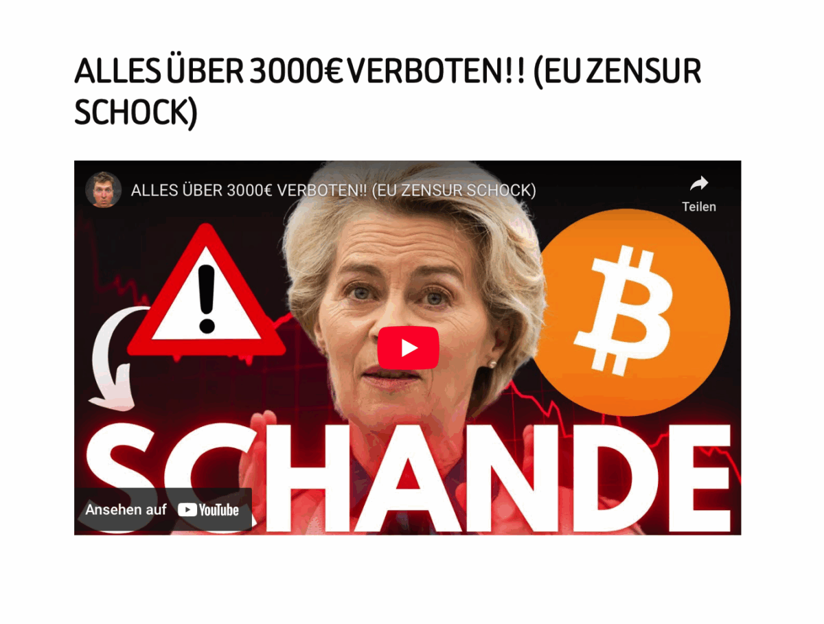 ALLES ÜBER 3000€ VERBOTEN!! (EU ZENSUR SCHOCK)