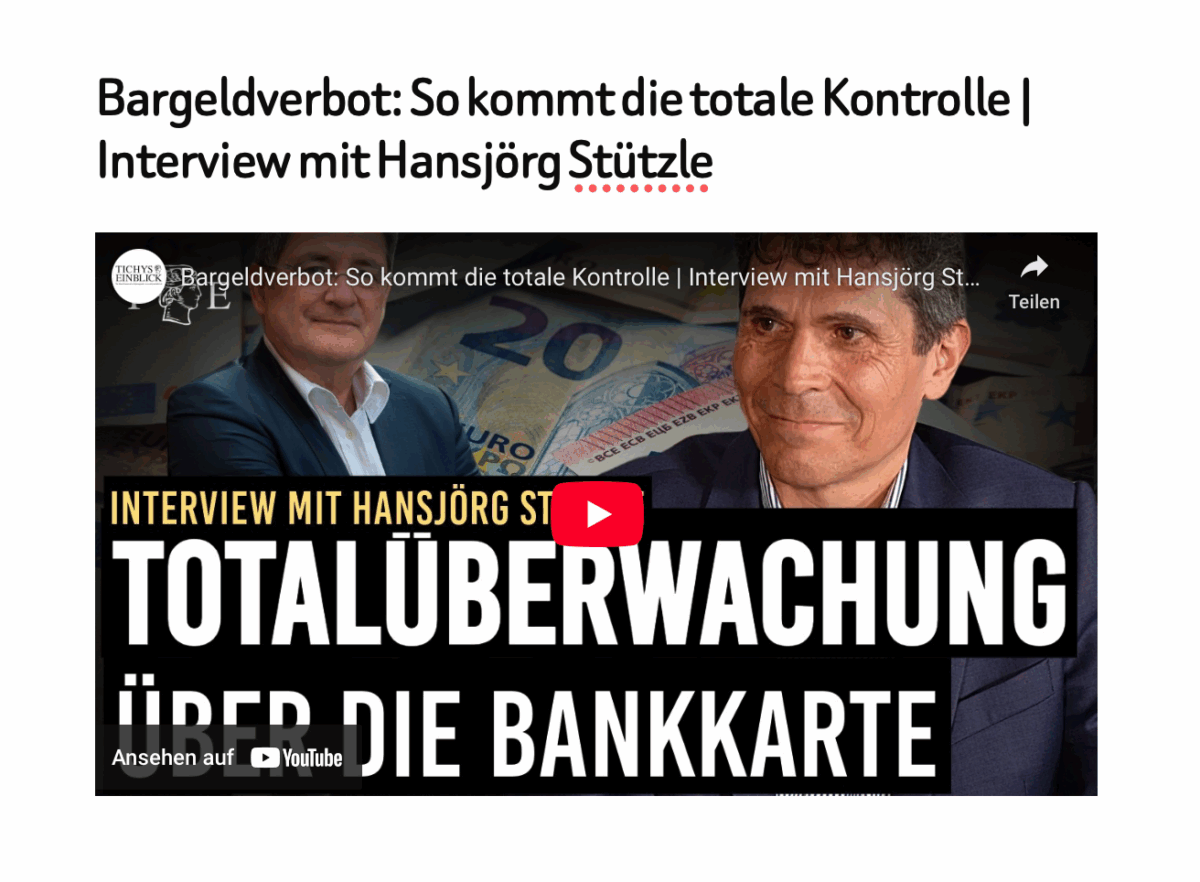 Bargeldverbot: So kommt die totale Kontrolle | Interview mit Hansjörg Stützle