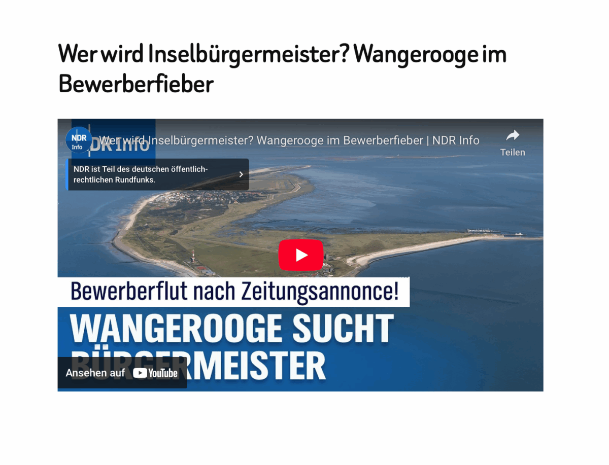 Wer wird Inselbürgermeister? Wangerooge im Bewerberfieber 