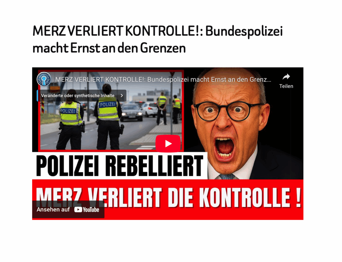 MERZ VERLIERT KONTROLLE!: Bundespolizei macht Ernst an den Grenzen
