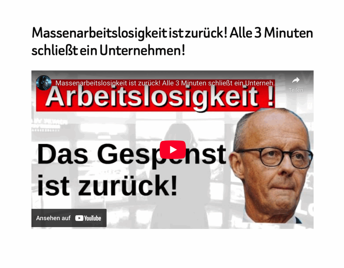 Massenarbeitslosigkeit ist zurück! Alle 3 Minuten schließt ein Unternehmen!