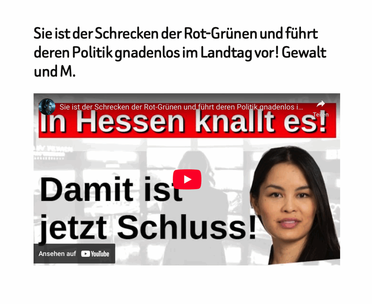 Sie ist der Schrecken der Rot-Grünen und führt deren Politik gnadenlos im Landtag vor! Gewalt und M.