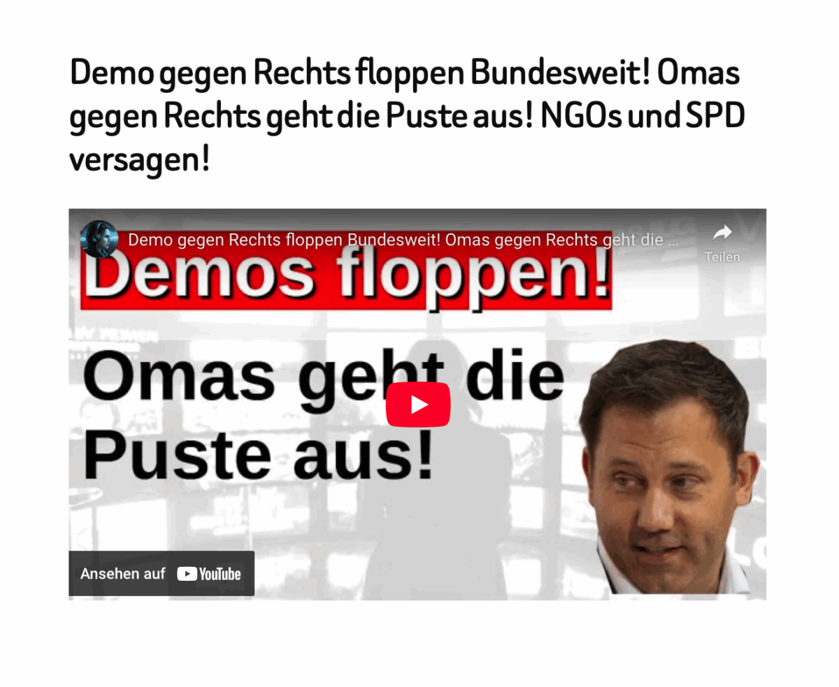 Demo gegen Rechts floppen Bundesweit! Omas gegen Rechts geht die Puste aus! NGOs und SPD versagen!