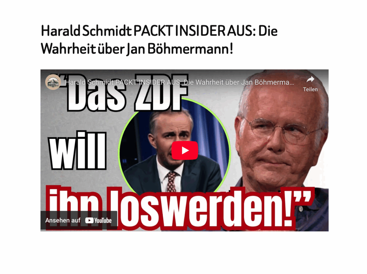 Harald Schmidt PACKT INSIDER AUS: Die Wahrheit über Jan Böhmermann!