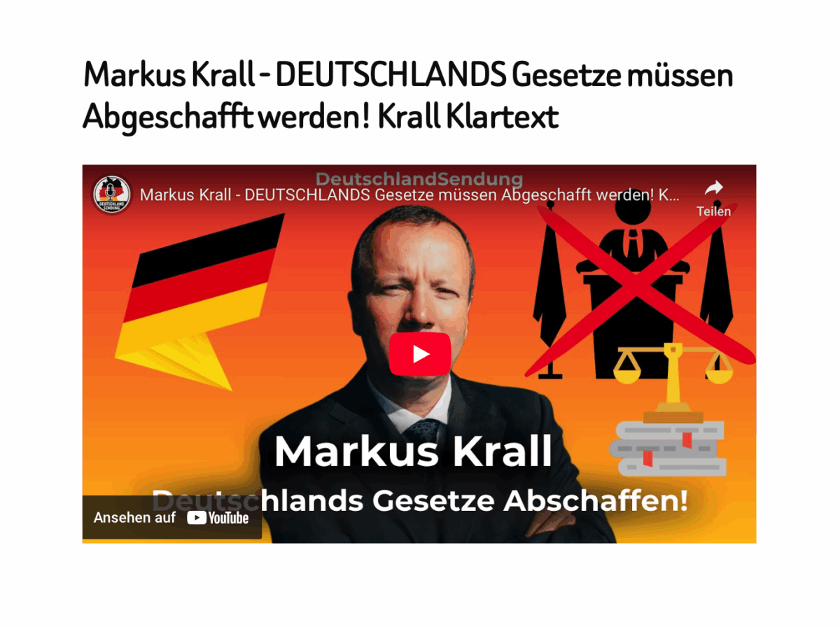 Markus Krall – DEUTSCHLANDS Gesetze müssen Abgeschafft werden! Krall Klartext