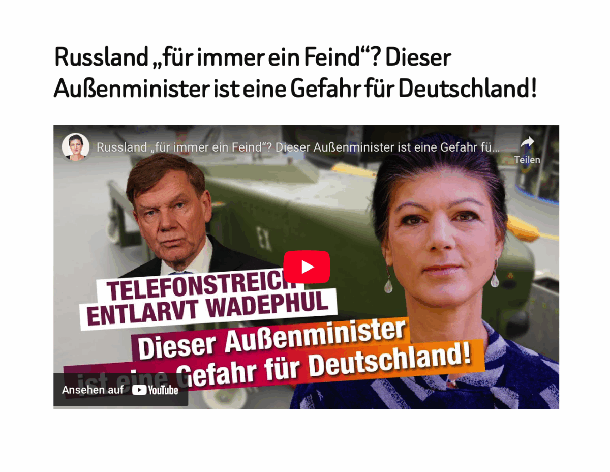 Russland „für immer ein Feind“? Dieser Außenminister ist eine Gefahr für Deutschland!