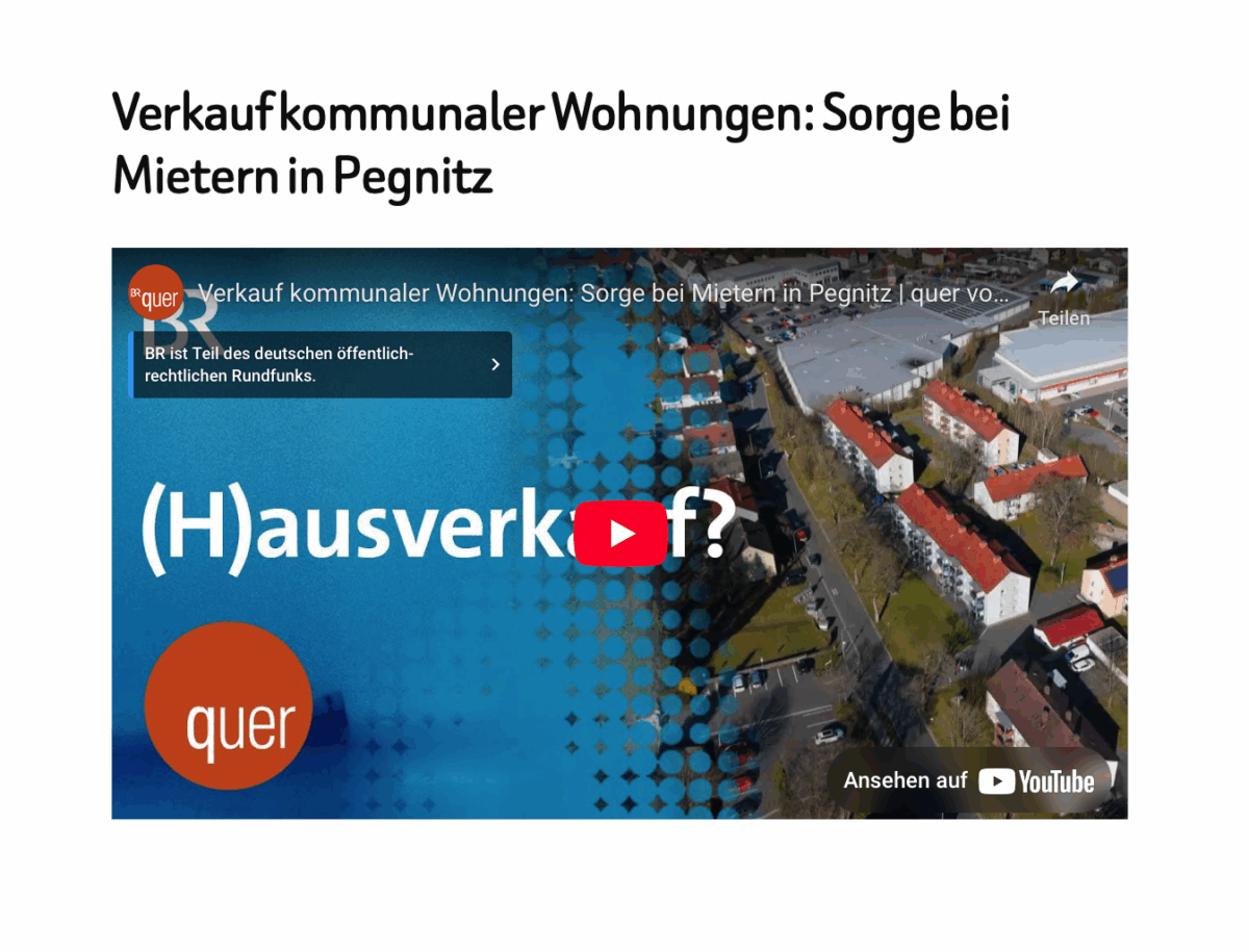Verkauf kommunaler Wohnungen: Sorge bei Mietern in Pegnitz 