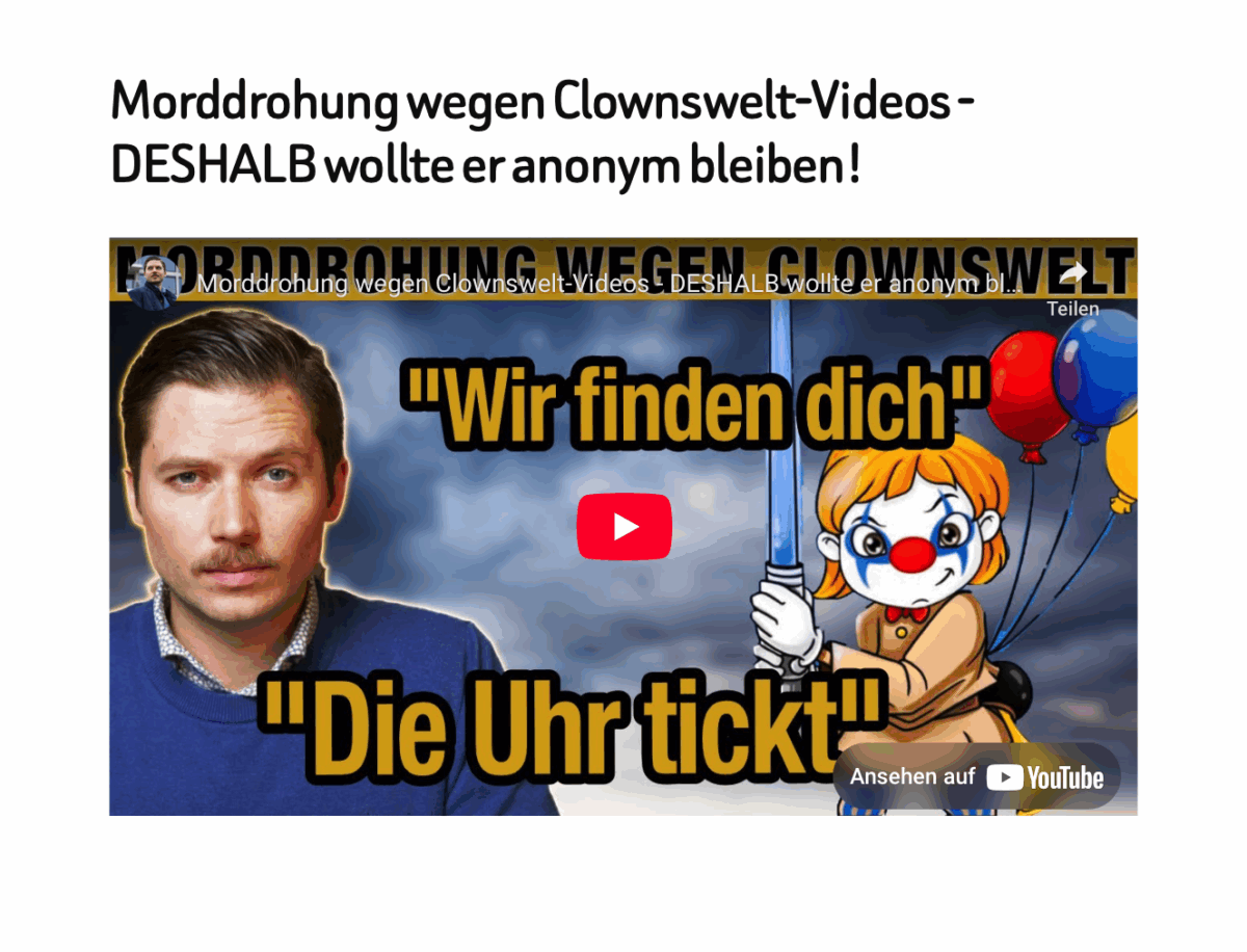 Morddrohung wegen Clownswelt-Videos – DESHALB wollte er anonym bleiben!