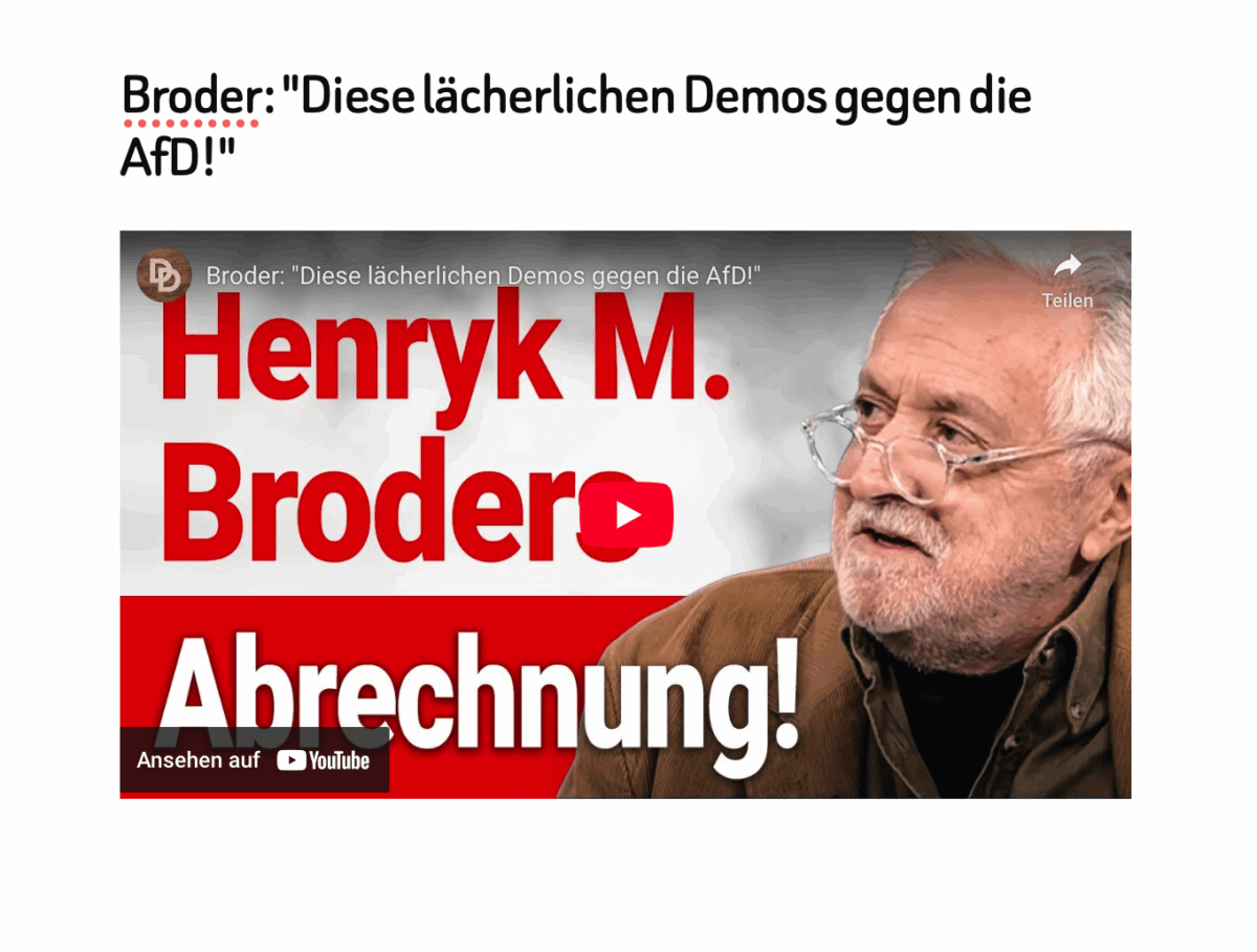 Broder: „Diese lächerlichen Demos gegen die AfD!“