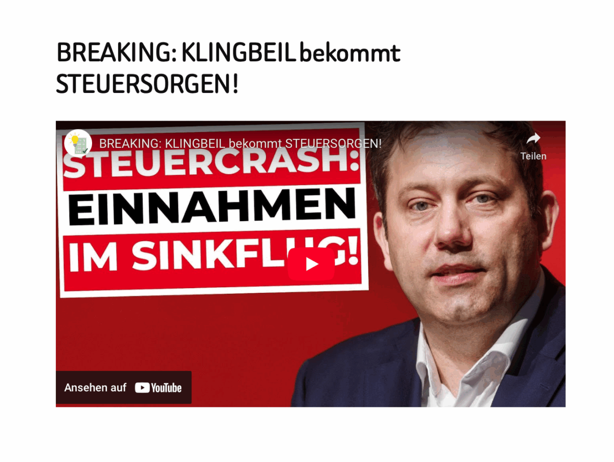 BREAKING: KLINGBEIL bekommt STEUERSORGEN!