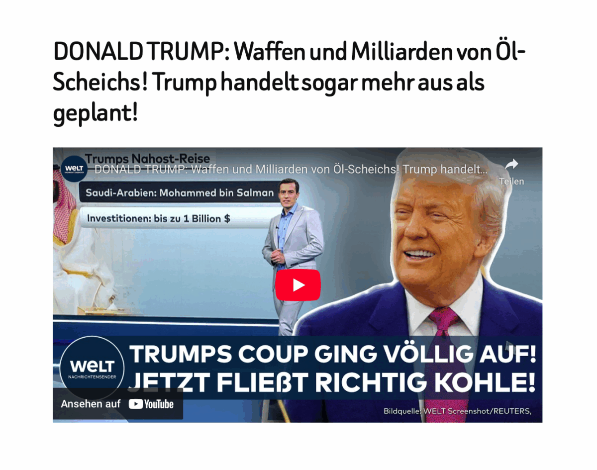 DONALD TRUMP: Waffen und Milliarden von Öl-Scheichs! Trump handelt sogar mehr aus als geplant!
