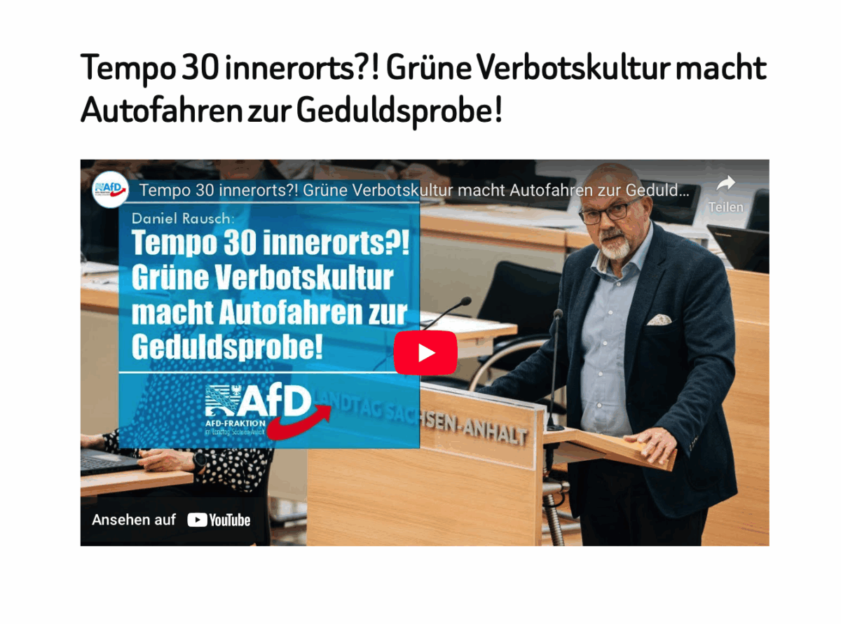 Tempo 30 innerorts?! Grüne Verbotskultur macht Autofahren zur Geduldsprobe!