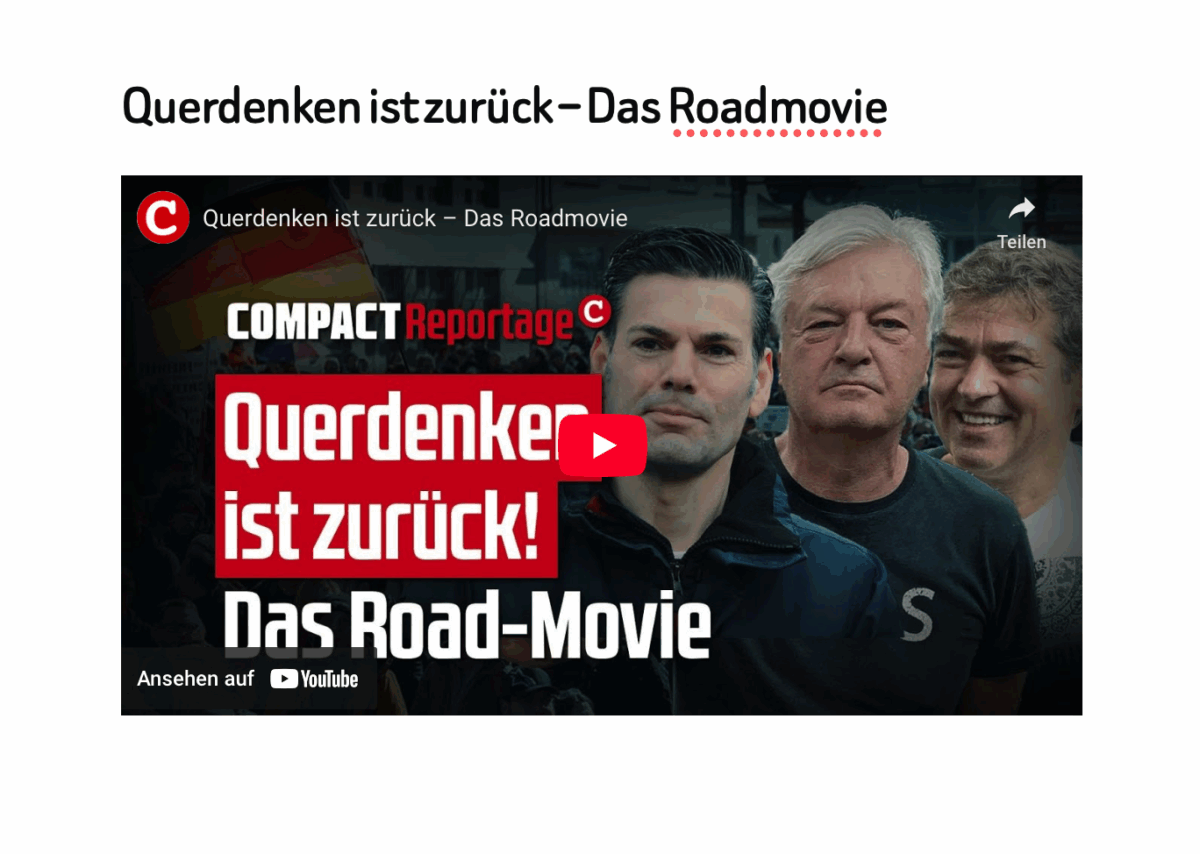 Querdenken ist zurück – Das Roadmovie