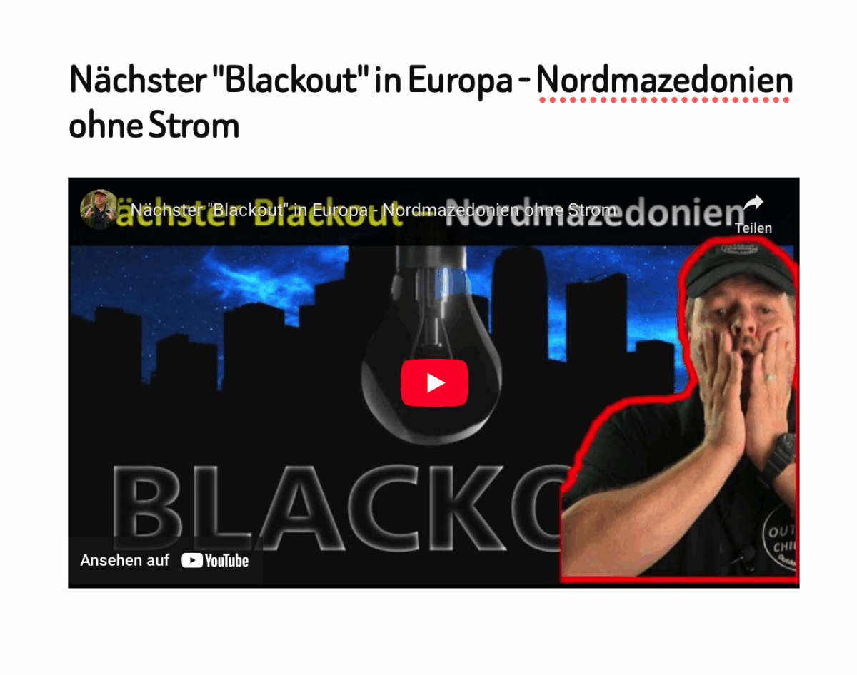 Nächster „Blackout“ in Europa – Nordmazedonien ohne Strom