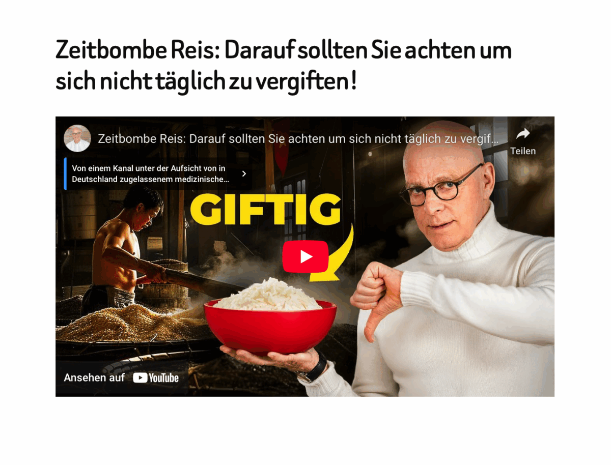 Zeitbombe Reis: Darauf sollten Sie achten um sich nicht täglich zu vergiften!