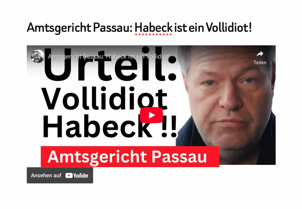 Amtsgericht Passau: Habeck ist ein Vollidiot!