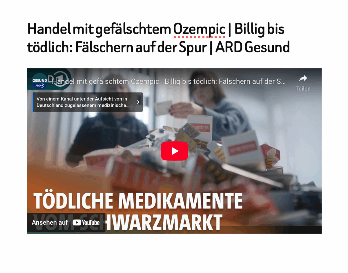 Handel mit gefälschtem Ozempic | Billig bis tödlich: Fälschern auf der Spur | ARD Gesund